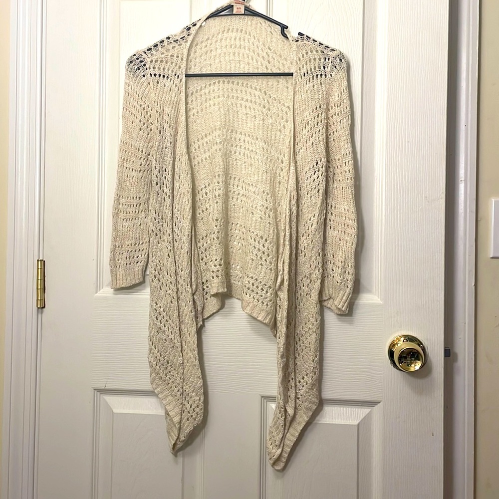 Mossimo woven cream colored cardigan, size L